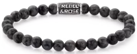 Armband med 6 mm svarta Larvikit ädelstenar med...
