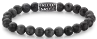 Armband med 8mm stora svarta Larvikit ädelstenar med...