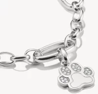 Thomas Sabo Charm-Anhänger, Pfote mit weißen Edelsteinen, aus Silber