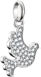 Thomas Sabo Charm-Anhänger, Friedenstaube mit weißen Edelsteinen, aus Silber