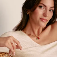 Thomas Sabo Charm-Goldbären-Anhänger in Rot Connect vergoldet