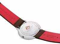 Herrklocka blå med brunt veganskt druvläderarmband - Mondaine Modell: MLE.41240.LGV