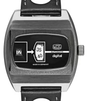 Herrklocka svart med läderarmband - UMF Ruhla...