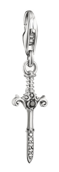 Charm-Anhänger aus geschwärztem 925 Sterlingsilber mit Schwert-Motiv und Zirkonia, Thomas Sabo Modell: 2231-643-11