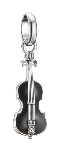 Charm-Anhänger aus geschwärztem 925er Recycling-Silber mit Cello-Motiv und weißem Zirkonia, Thomas Sabo Wednesday Modell: CC1312-691-11