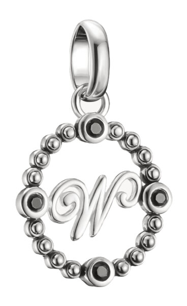 Charm-Anhänger aus geschwärztem 925 Sterlingsilber mit schwarzem Zirkonia im W-Design, Thomas Sabo Modell: CC1317-643-11