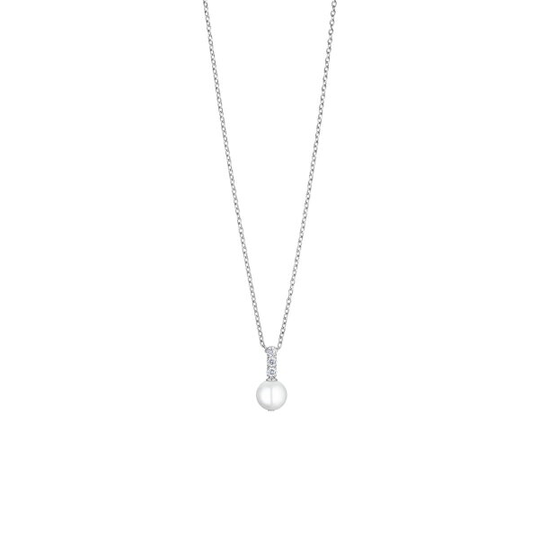 Arktische Perlen Halskette Edelstahl  mit schimmernden Kristallen - BERING Modell: 456-17-500