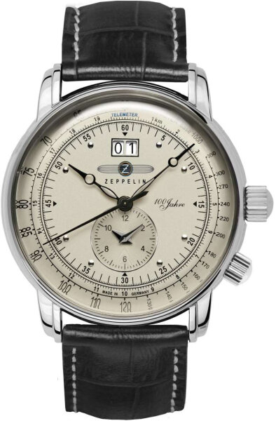 Herrenuhr, Dual-Time Quarz Edelstahl - Champagner Zifferblatt - Zeppelin Modell: 76405