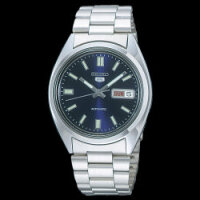 Herrenuhr, Automatik-Armbanduhr aus Edelstahl - Blaues Zifferblatt - Seiko Modell: SNXS77K1