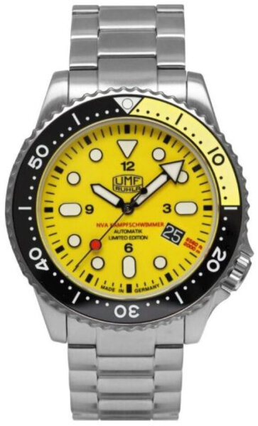 Herrenuhr, Automatik-Taucheruhr aus Edelstahl- Gelb - UMF Ruhla Modell: 1958M-5