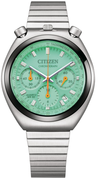 Herrenuhr, Chronograph aus Edelstahl - Grünes Blatt - Citizen Modell: AN3660-73X