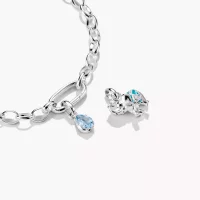 Charm-Anhänger Geburtsstein März Connect Silber