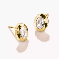 Ohrstecker Oval mit Zirkoniasteinen 18k Vergoldung