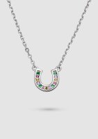 Kette mit Hufeisen-Anhänger und bunten Steinen -...