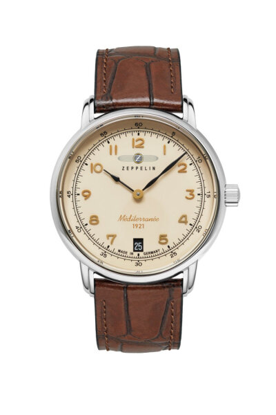 Zeppelin Damenuhr Quarz mit Mondphase und Lederarmband